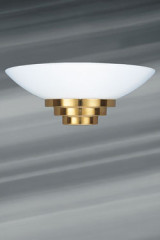 Maya geometric gold and white opal sconce - Wall lights by Lucien Gau