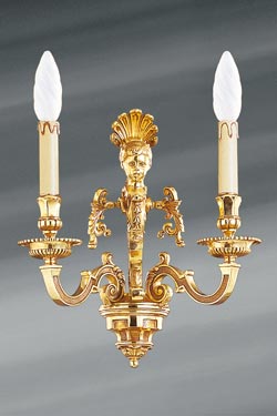 Old gold Louis XIV two lights sconce - Wall lights by Lucien Gau