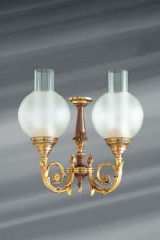 Restoration wall lamp 2 lights and satin glass ball - Wall lights by Lucien Gau