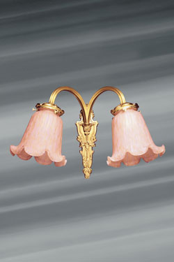 Romantic double wall lamp in gilt bronze  - Wall lights by Lucien Gau