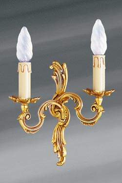 Small Louis XV bronze wall sconce old gold two candle holders - Wall lights by Lucien Gau