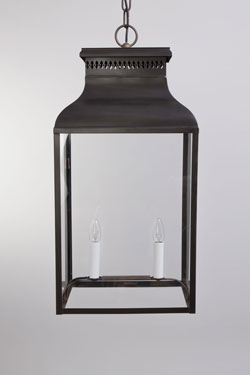 Giant English outdoor pendant lamp in patinated zinc Perrache