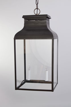 Giant English outdoor pendant lamp in patinated zinc Perrache - Exterior pendants by Lum’Art