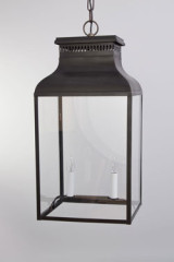 Giant English outdoor pendant lamp in patinated zinc Perrache - Exterior pendants by Lum’Art