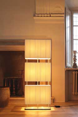 Lampadaire double abat-jour en soie plissée