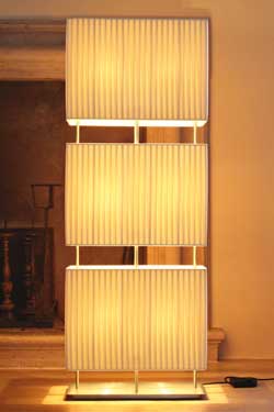 Lampadaire double abat-jour en soie plissée