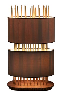 Lampadaire ovale Soho Oval en soie, bronze et palissandre