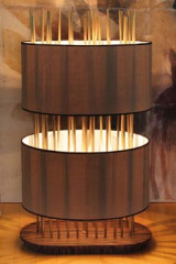 Lampadaire ovale Soho Oval en soie, bronze et palissandre - Lampadaire by Luminara