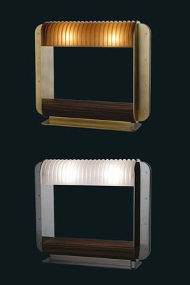 Lampe Dupré ébène de Macassar, métal nickelé noir et diffuseur dépoli incolore
