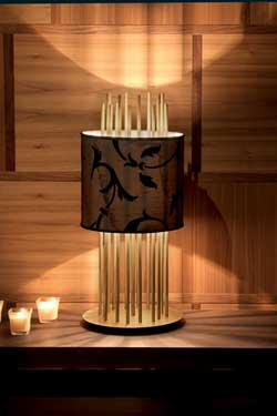 Lampe Soho S en soie, bronze et palissandre