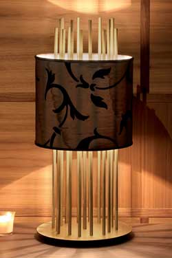Lampe Soho S en soie, bronze et palissandre - Lampadaire by Luminara