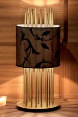 Lampe Soho S en soie, bronze et palissandre - Lampadaire by Luminara