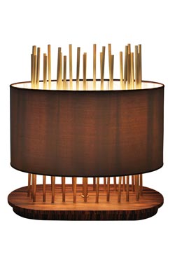 Lampe Soho Oval en soie, bronze et palissandre