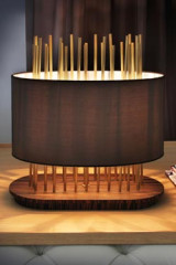 Lampe Soho Oval en soie, bronze et palissandre - Lampe de table by Luminara