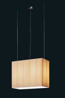 Suspension rectangulaire en soie plissée ivoire 55cm - Suspension by Luminara