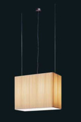 Suspension rectangulaire en soie plissée ivoire 55cm - Suspension by Luminara