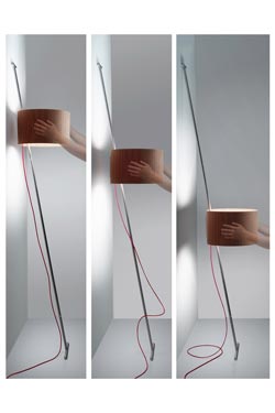 Wooden and stainless steel rise-and-fall floor lamp