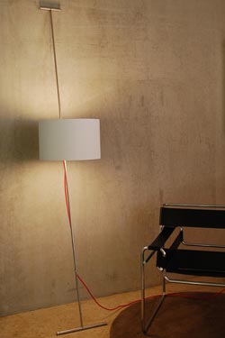 Lift lampadaire monte-et-baisse en bois et inox