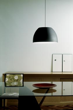 Bossa round pendant lamp metal lacquered matt black - Pendants by Lumini