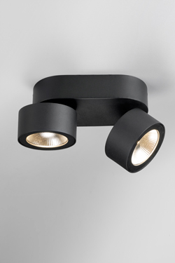 Bloc 2-light adjustable black metal spotlight