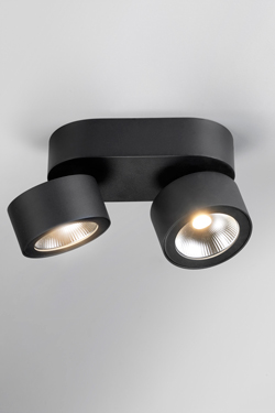 Bloc 2-light adjustable black metal spotlight