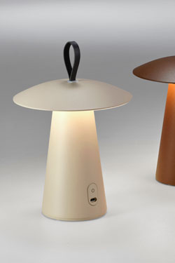 Buddy rechargeable cordless lamp in rust-coloured aluminium