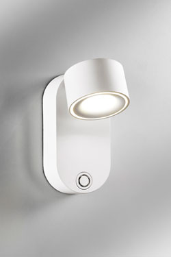 Spot sans fil orientable en métal blanc Akku