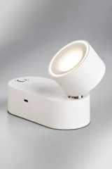 Spot sans fil orientable en métal blanc Akku - Lampe sans fil by Lupia Licht