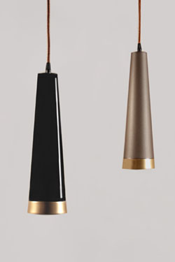 Loki conical pendant lamp in ice-brown aluminium