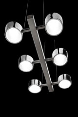 Suspension 6 lumières nickel satiné et chrome City S6 - Suspension by Luz Difusion