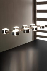 Suspension 8 lumières nickel satiné et chrome City S8 - Suspension by Luz Difusion