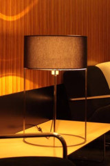 2098's T40 table lamp in satin nickel metal and black fabric - Table lamps by Luz Difusion