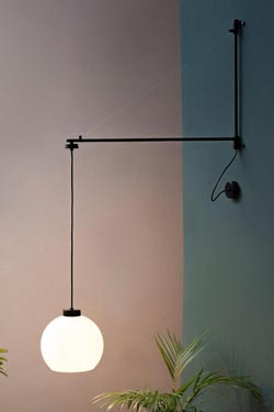 Black metal wall lamp with opal glass ball Succursal - Wall lights by Luz Difusion