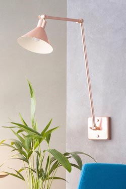 Factory 2 copper wall light, 2 articulated arms 