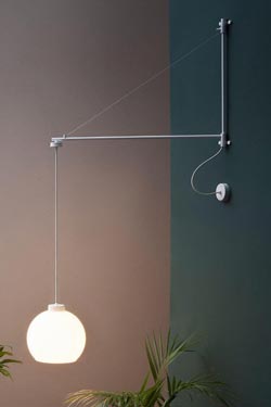 White remote wall lamp in metal and opal glass ball Succursal - Wall lights by Luz Difusion