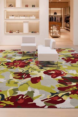 Bloom tapis aux motifs floraux rouge et vert 170X240