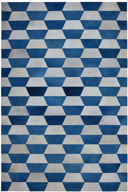 Tapis en peau à motifs géométriques bleu et blanc 140X200 - Tapis en peau by MA Salgueiro