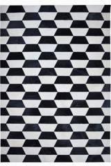 Tapis en peau à motifs géométriques noirs et blancs 140X200 - Tapis en peau by MA Salgueiro