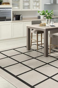 Tapis intérieur et extérieur Broadway Quadrillage noir sur fond écru 80X150
