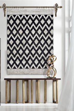 Tapis losanges noirs sur fond gris Gradient chenille 140X200
