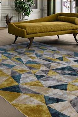 Tapis motifs géométriques Diamond jaune 170X240cm