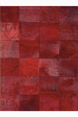 Tapis Patchwork en peau de vache rouge 140X200 - Tapis en peau by MA Salgueiro