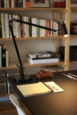 Black metal architect lamp with LED lighting Polo