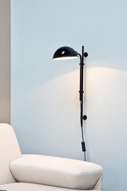 Funiculi black industrial design wall light, height adjustable