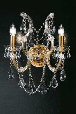 Applique double en cristal transparent et métal doré - Applique by Masiero
