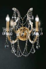 Applique double en cristal transparent et métal doré - Applique by Masiero