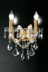 Applique double en cristal transparent et métal doré simple volute - Applique by Masiero