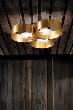 Contemporary gold ceiling light, 3 lights Sound collection - Ceiling lights by Masiero