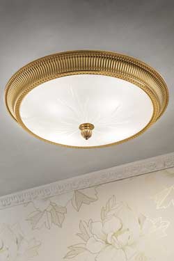 Large round gold-plated bronze ceiling light - Ceiling lights by Masiero