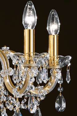 Clear crystal and gold-plated-metal 5-light bouquet chandelier
